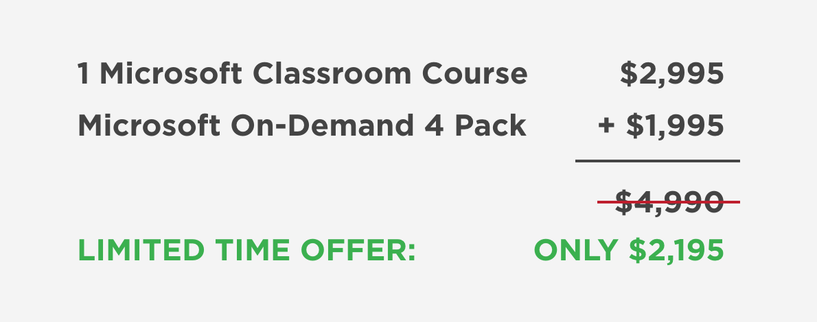 For a limited time, you can get 5 Microsoft courses for only $2,195